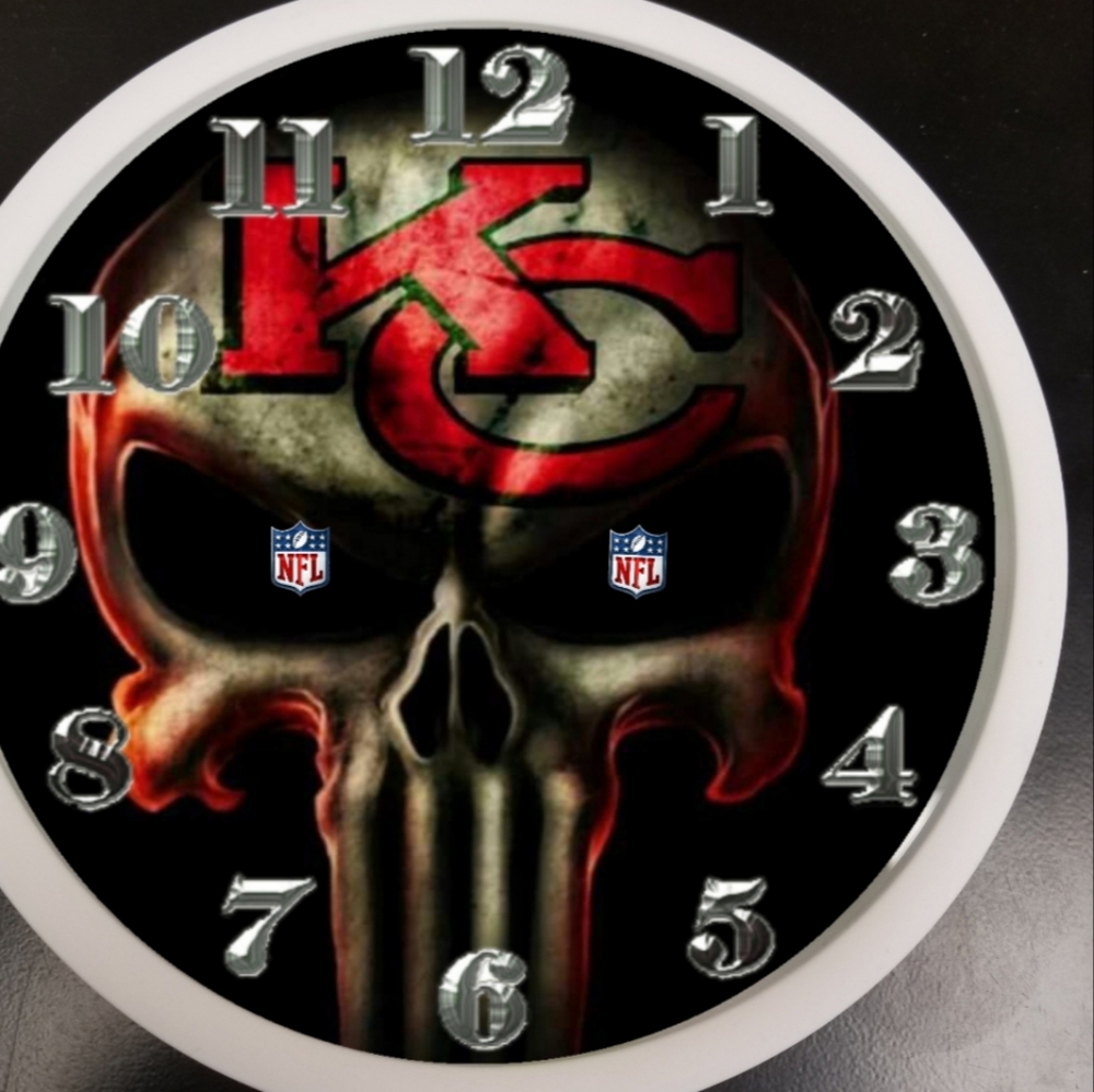 KC chiefs with logo eyes led lights wall clock